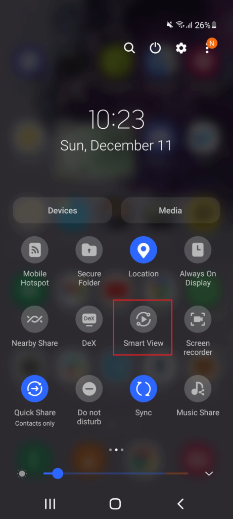 Android Smart View button