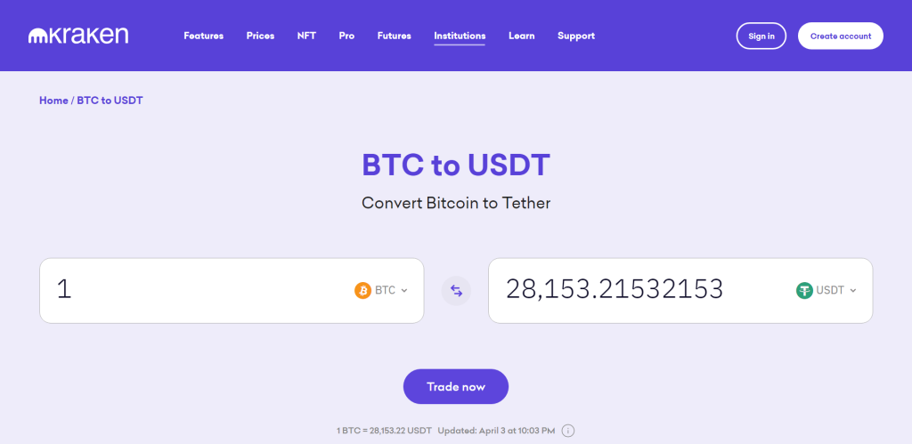 Kraken btc to usdt