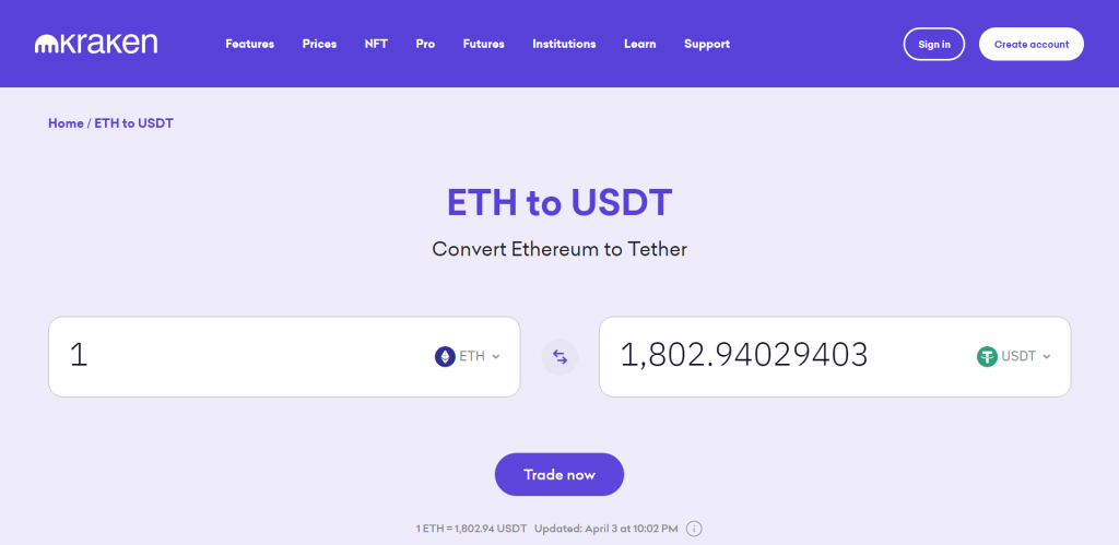 Kraken eth to usdt