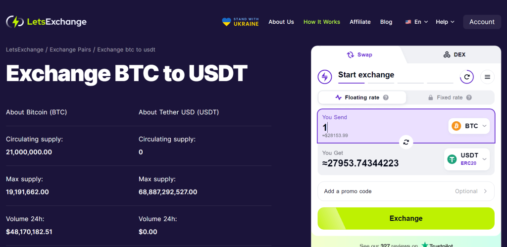 Letsexchange btc to usdt